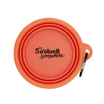 Load image into Gallery viewer, Orange &#39;It&#39;s 5 o&#39;clock Somewhere&#39; Collapsible Dog Bowl
