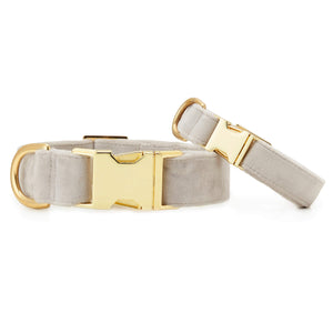 Fog Grey Velvet Dog Collar