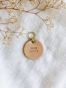‘Free Kisses’ Leather Pet Collar Tag