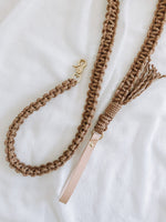 Load image into Gallery viewer, Java Macrame Lead with Natural Leather Handle
